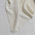 Cotton Scalloped Edge Baby Blanket - Ecru